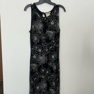 Jessica Black Sleeveless Maxi Dress with White Floral Outline